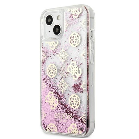 Guess Peony Liquid Glitter - pouzdro pro iPhone 13 mini (růžové)