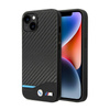 BMW Leather Carbon Blue Line - iPhone 14 Case (Black)