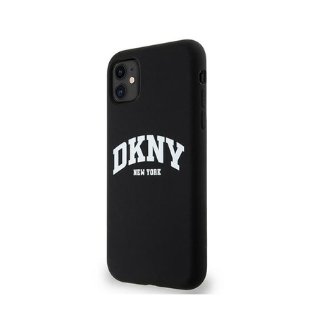 DKNY Liquid Silicone White Printed Logo MagSafe - pouzdro pro iPhone 11 (černé)