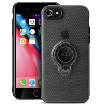 PURO Magnet Ring Cover - tok iPhone SE (2022 / 2020) / 8 / 7 mágneses ujjbeggyel (fekete)