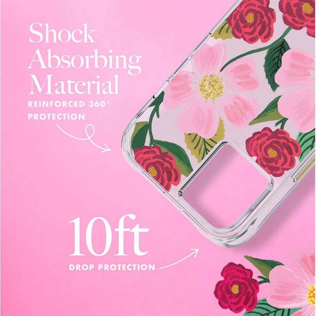 Rifle Paper Clear - iPhone 14 Plus Case Decorated with Gold (Rose Garden)