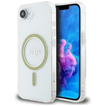 Guess IML Glitter Circle MagSafe - tok iPhone 16e készülékhez (átlátszó)