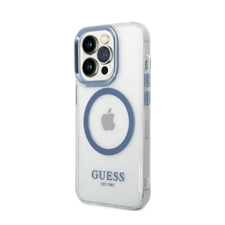 Guess Metal Outline Magsafe - iPhone 14 Pro Tasche (klar / blau)