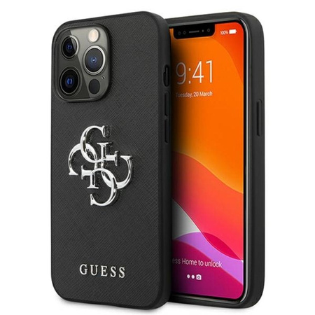 Guess Saffiano 4G Big Silver Logo - iPhone 13 Pro Max Case (black)