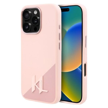 Karl Lagerfeld Silicone Shadow Metal Initial MagSafe - Hülle für iPhone 16 Pro Max (rosa)