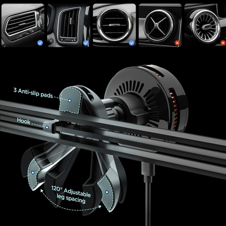 Spigen Essential EV25MFAQ - Magnetic Car Vent Mount with 25W Wireless Charging MagSafe Qi2.2 (Black)