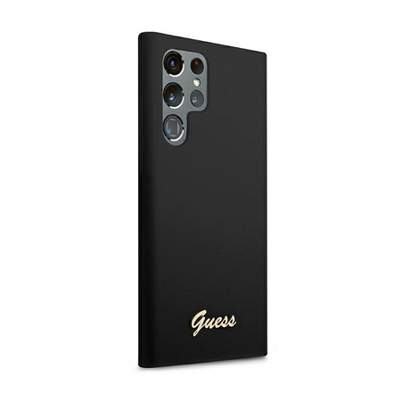 Guess Silicone Script Metal Logo - Etui Samsung Galaxy S22 Ultra (czarny)