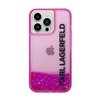 Karl Lagerfeld Liquid Glitter Translucent Elongated Logo Case - Hülle für iPhone 14 Pro Max (Pink)