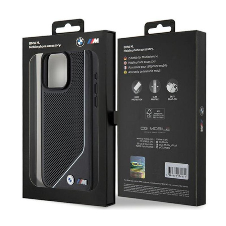 BMW Perforované pouzdro Twisted Line MagSafe - iPhone 15 Pro (černé)