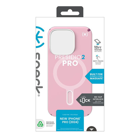 Speck Presidio2 Pro ClickLock & MagSafe - iPhone 16 Pro Tasche (Mittwoch Rosa / Boysenberry Lila / Weiß)