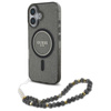 Guess IML Glitter With Pearl Strap MagSafe - pouzdro pro iPhone 16 (černé)