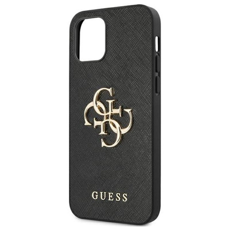 Guess Saffiano 4G Big Metal Logo - Etui iPhone 12 / iPhone 12 Pro (czarny)