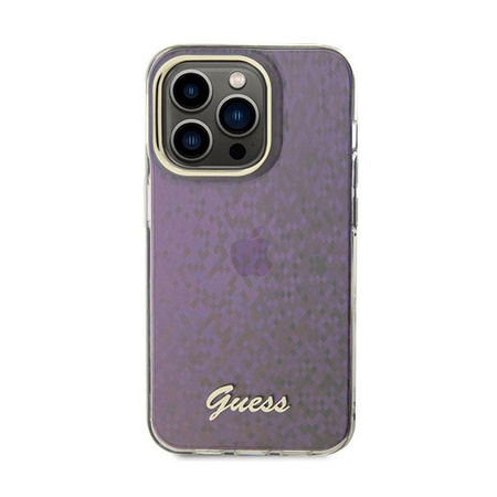 Guess IML Faceted Mirror Disco Iridescent - iPhone 15 Pro Tasche (rosa)