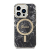 Guess Bundle Pack MagSafe IML Marble - MagSafe iPhone 14 Pro Tasche + Ladegerät-Set (schwarz/gold)