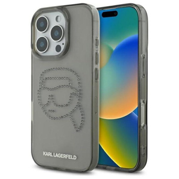 Karl Lagerfeld IML Rhinestones Karl Head - Hülle für iPhone 16 Pro Max (schwarz)