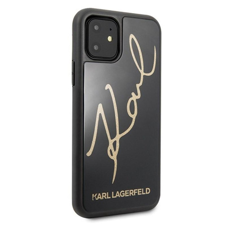 Karl Lagerfeld Double Layers Glitter Signature Case - iPhone 11 Case (Black)