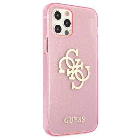 Coque Guess Glitter 4G Big Logo - iPhone 12 / iPhone 12 Pro Case (rose)