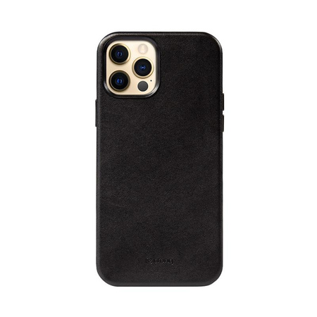 Crong Essential Cover - Etui en cuir pour iPhone 12 Pro Max (noir)