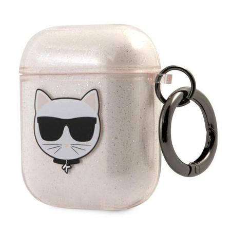 Karl Lagerfeld Choupette Head Glitter - pouzdro na Airpods (zlaté)