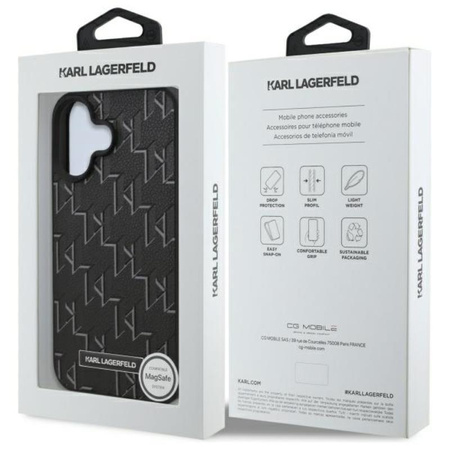 Karl Lagerfeld Hot Stamp MagSafe - pouzdro pro iPhone 16 Plus (černé)
