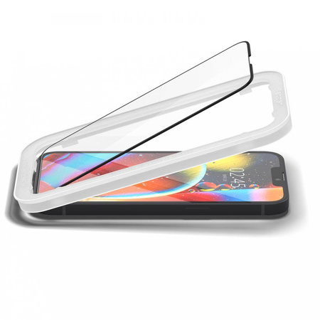 Spigen Alm Glass FC 2er-Pack - gehärtetes Glas für iPhone 16e / iPhone 14 / iPhone 13 / iPhone 13 Pro 2 Stück (schwarzer Rahmen)
