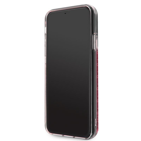 Guess Liquid Glitter Hearts - pouzdro pro iPhone 11 Pro Max (Raspberry)