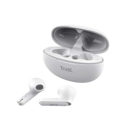 Trust Yavi - TWS écouteurs intra-auriculaires sans fil Bluetooth avec étui de chargement et ENC (blanc)