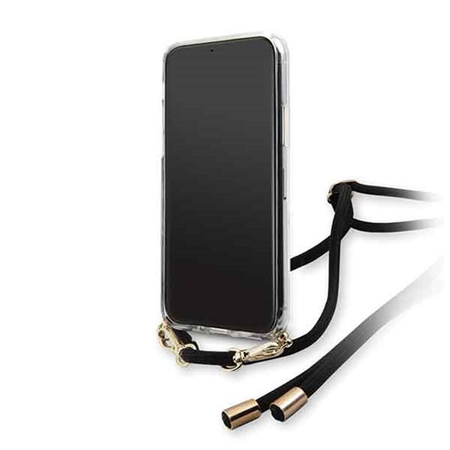 Guess 4G Gradient Hard Case - Coque avec dragonne amovible iPhone 11 (Noir)