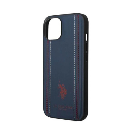 US Polo Assn Leather Stitch - Étui pour iPhone 14 Plus (bleu marine)