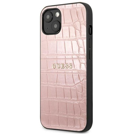 Guess Croco Stamp Lines - Etui iPhone 13 (różowy)