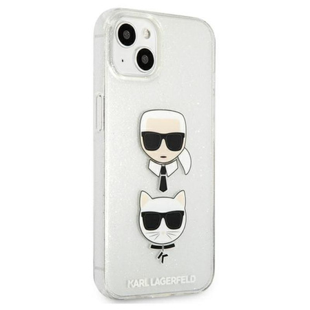 Karl Lagerfeld Glitter Karl & Choupette Head - iPhone 13 mini case (silver)