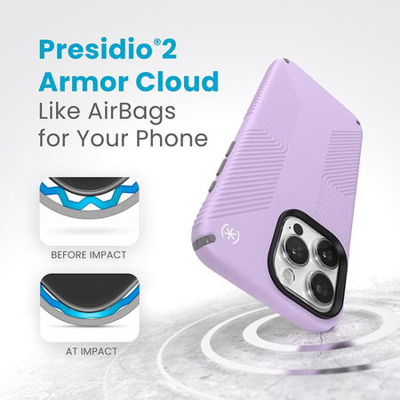 Speck Presidio2 Grip Magsafe - iPhone 15 Pro Max tok (Spring Purple / Cloudy Grey / White)