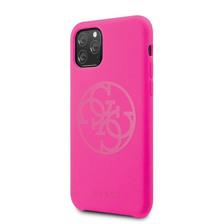 Guess Slilicon 4G Tone on Tone Logo - iPhone 11 Pro Case (Fuchsia)