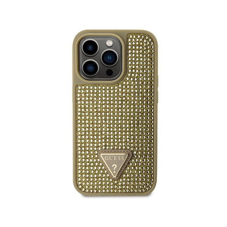 Guess Rhinestone Triangle - pouzdro pro iPhone 14 Pro (zlaté)