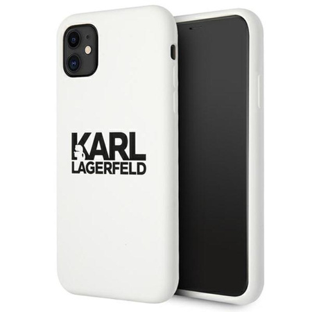 Karl Lagerfeld Silicone Stack Logo - pouzdro pro iPhone 11 (bílé)