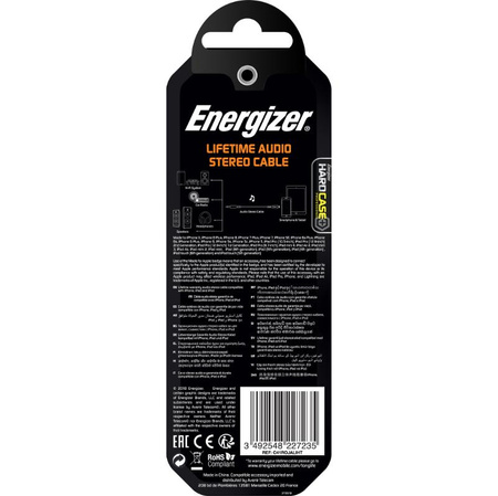 Energizer HardCase - audio kabel s 3,5 mm jackem - Lightning MFi certifikovaný 1,5 m ROW (bílý)