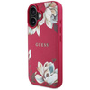 Guess MagSafe - Tasche mit genarbtem Blumenmuster für iPhone 16 (fuchsia)