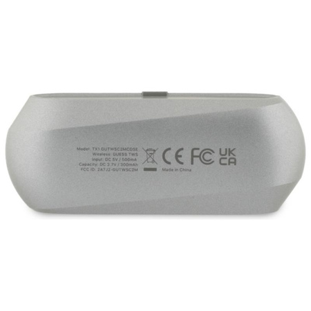 Guess Elongated Metallic Printed Logo - Bluetooth TWS Earbuds + Charging Case (Gray)