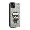 Karl Lagerfeld Glitter Flakes Ikonik - pouzdro pro iPhone 14 (stříbrné)