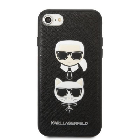 Karl Lagerfeld Saffiano Karl & Choupette Heads - tok iPhone SE 2022 / SE 2020 / 8 / 7 (fekete)