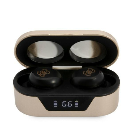 Guess True Wireless Earphones BT5.0 5H - TWS sluchátka + nabíjecí pouzdro (zlaté)