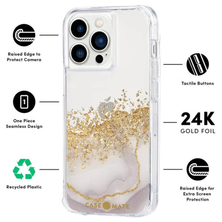 Case-Mate Karat - Coque pour iPhone 13 Pro décorée avec de l'or (Marbre)