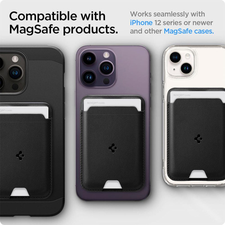 PORTFEL SPIGEN MAGSAFE NA KARTY, DO IPHONE, Dokumenty, Magnetyczny, Czarny
