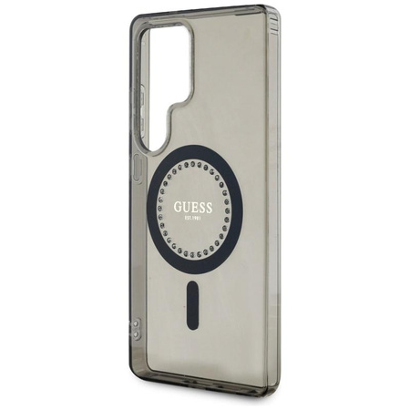 Guess Rhinestones Printed Classic Logo MagSafe - Hülle für Samsung Galaxy S25 Ultra (schwarz)