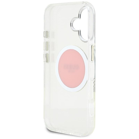 Guess IML Metal Colored Circle Classic Logo MagSafe - Hülle für iPhone 16 (rosa)