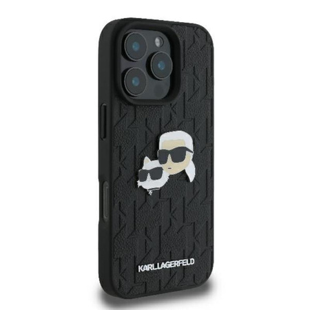 Karl Lagerfeld Monogram Karl & Choupette Head Pin - Pouzdro iPhone 16 Pro (černé)