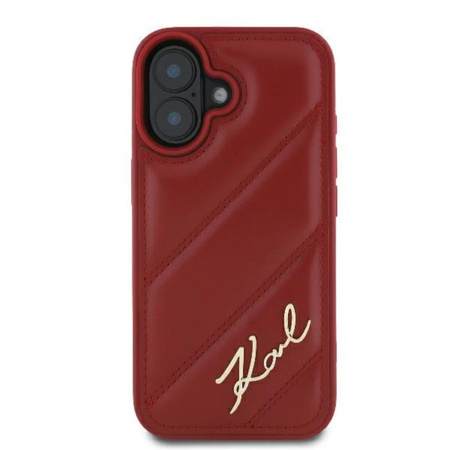 Karl Lagerfeld Quilted Signature - pouzdro pro iPhone 16 (červené)
