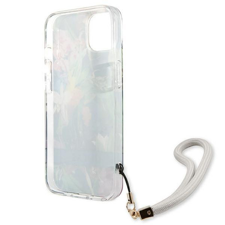 Guess Flower Cord - Case with lanyard iPhone 13 mini (Blue)