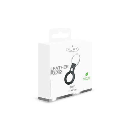 Pouzdro Puro SKY - Klíčenka Apple AirTag z ekokůže (černá)