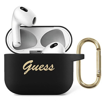 Guess Silicone Vintage Script - Étui Airpods 3 (noir)
